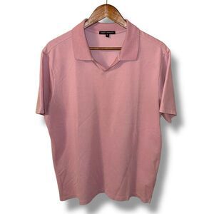 Robert Barakett Blush Pink Open Collar Knit Polo Shirt XL